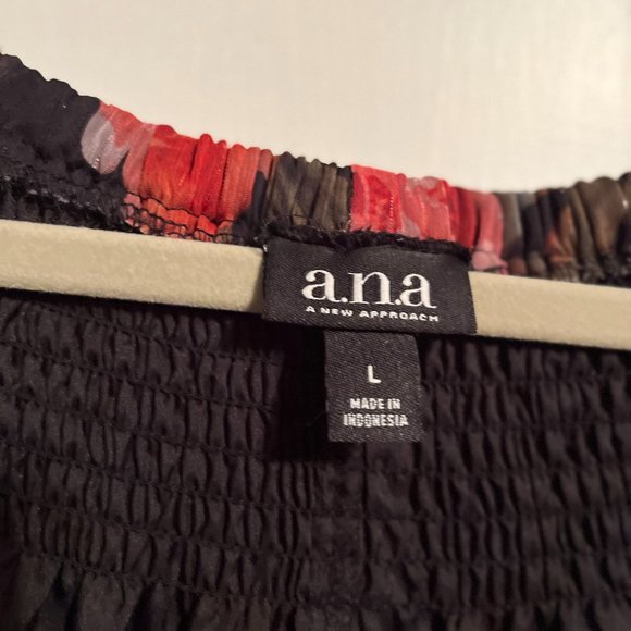 NWOT ANA LINED FLORAL BLOUSE BELL SLEEVE SZ L - Picture 2 of 6